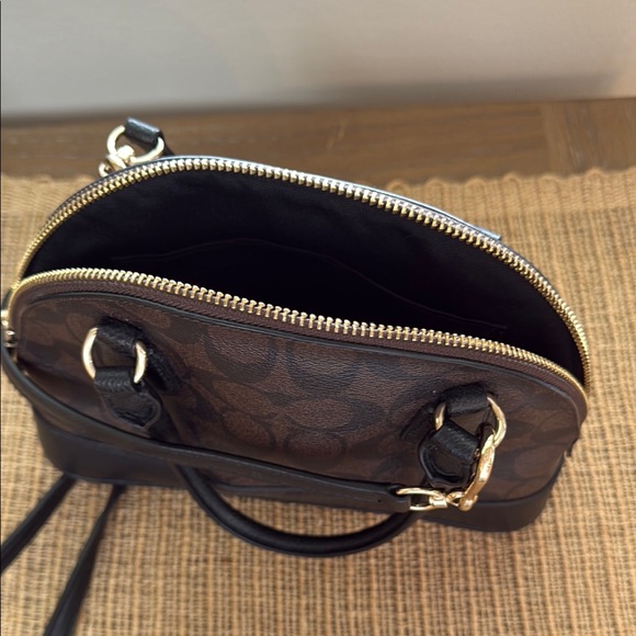 Coach Brown and Black Satchel with Signature Design - Picture 5 of 7